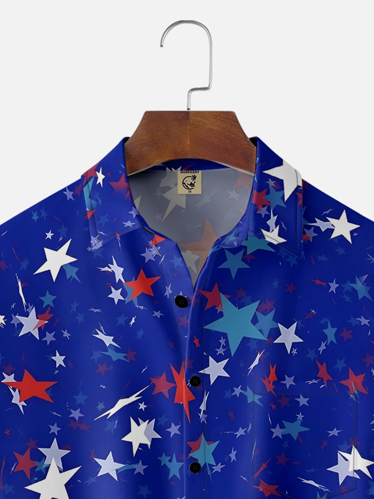Moisture-wicking 4th of July Star Chest Pocket Casual Shirt