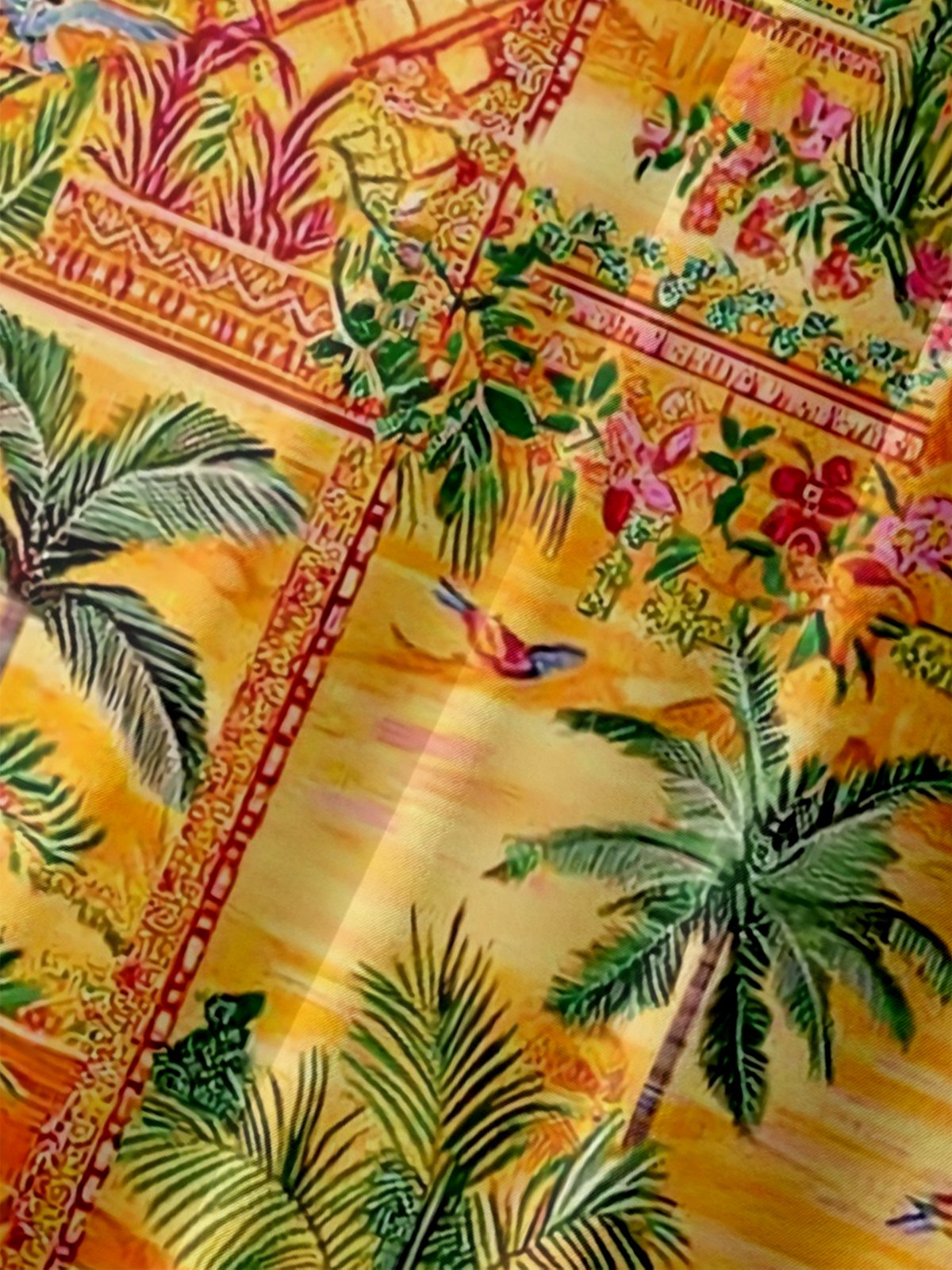 Moisture-wicking Mediterranean Italian Style Palm Tree Chest Pocket Hawaiian Shirt