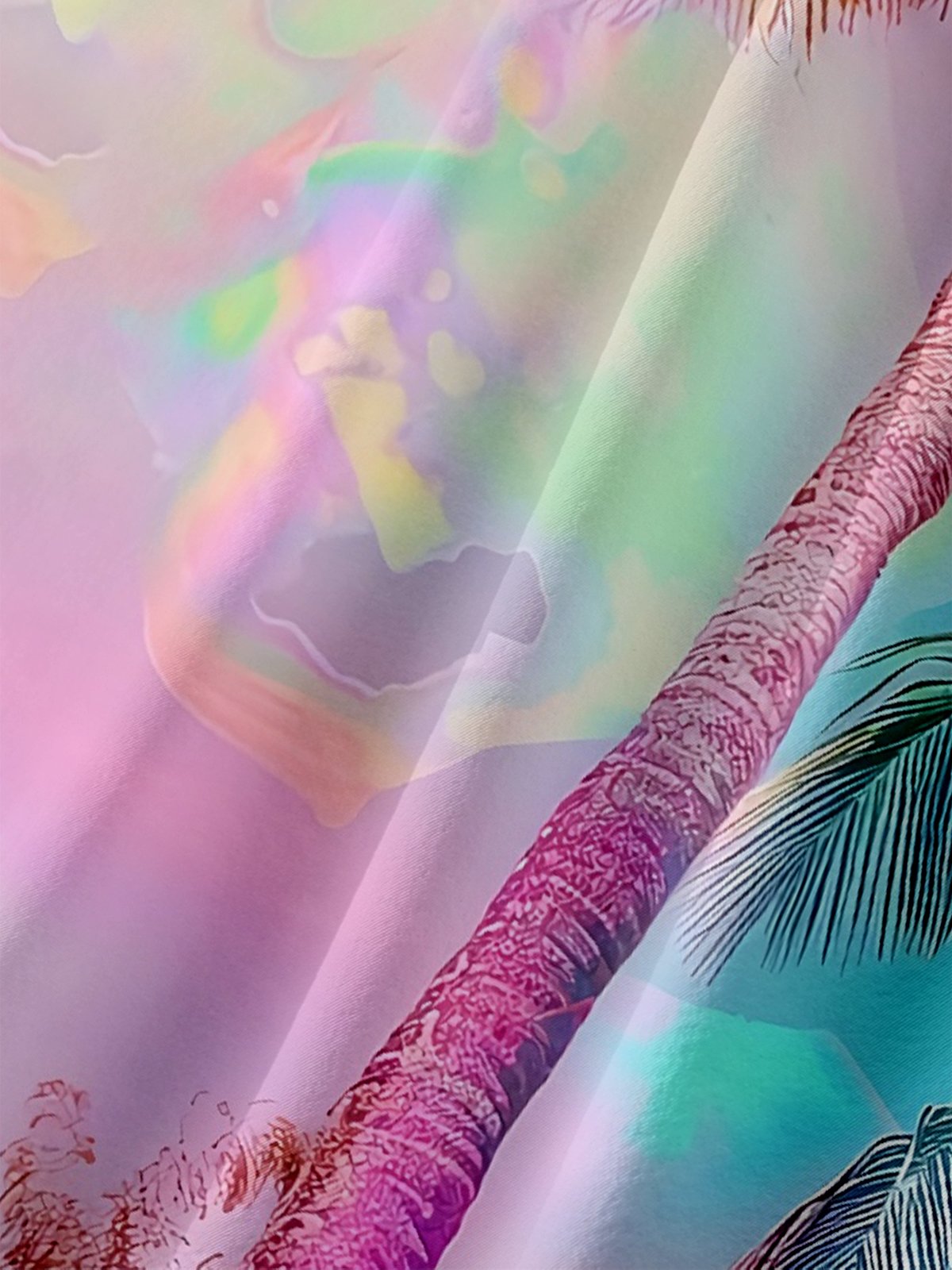 Moisture-wicking Dreamy Island Coconut Tree Chest Pocket Hawaiian Shirt