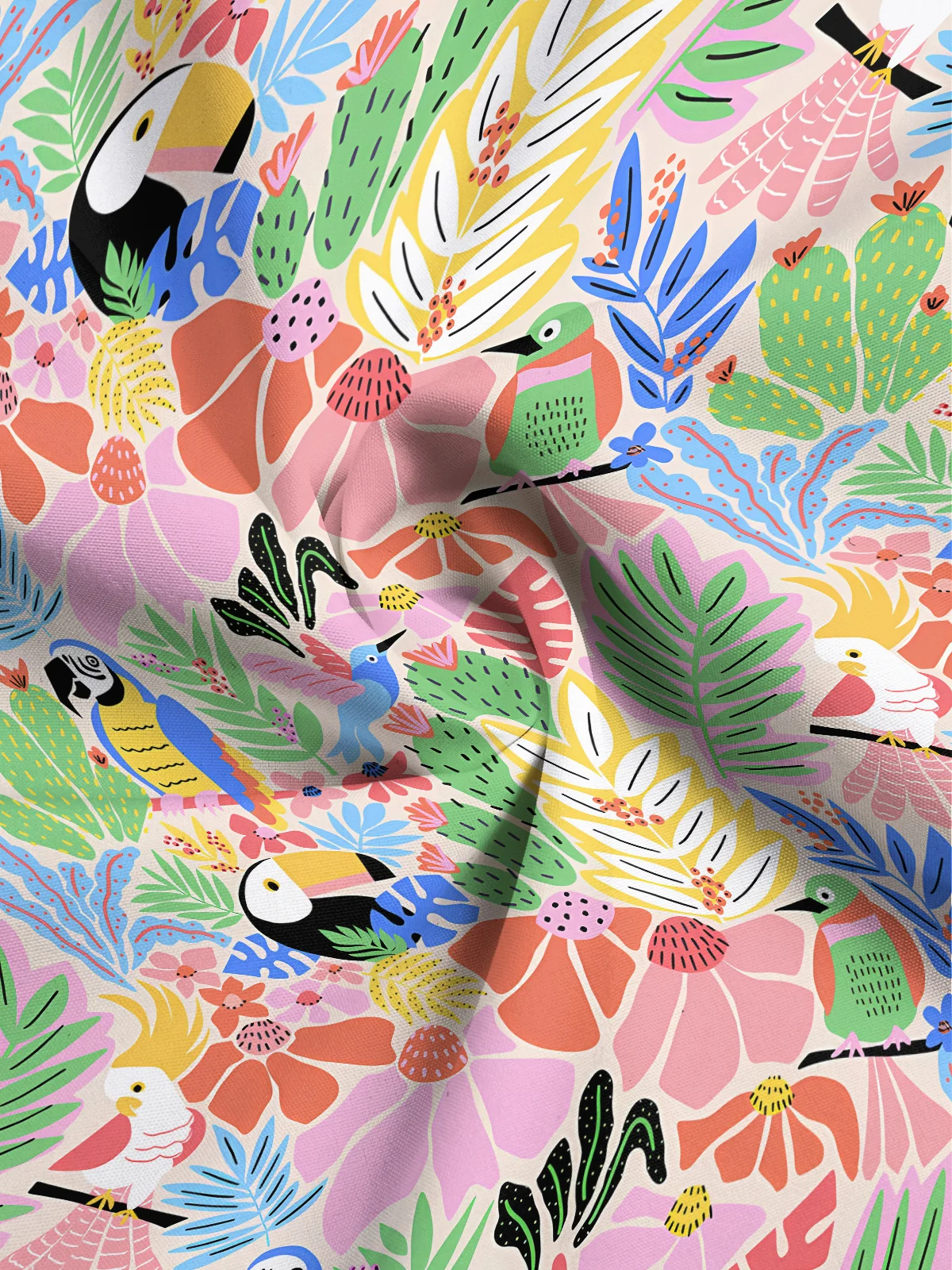 Moisture Wicking Tropical Floral Parrot Hawaiian Shirt