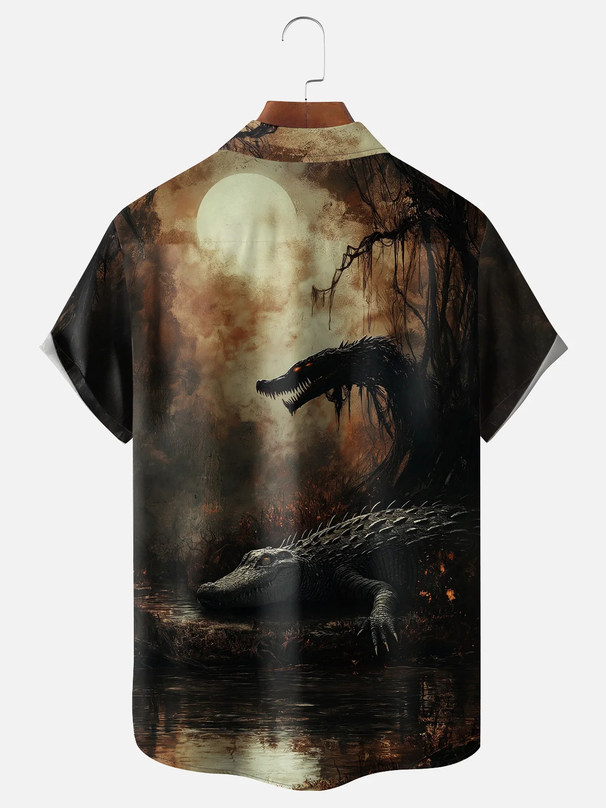 Moisture Wicking Dragon Croc Chest Pocket Hawaiian Shirt