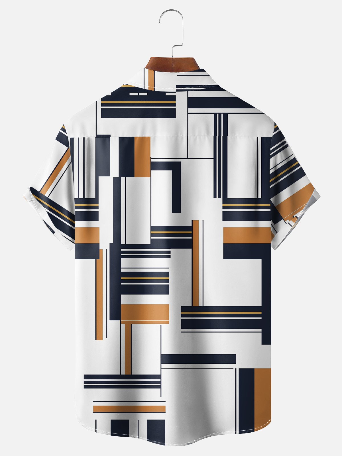 Moisture-wicking Artistic Geometry Chest Pocket Casual Shirt