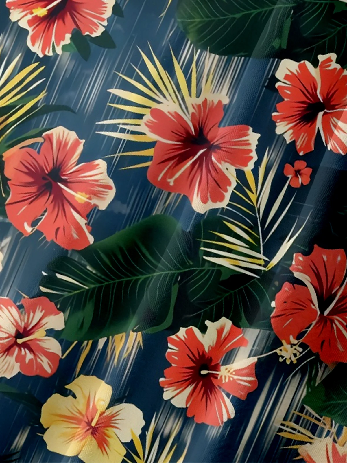 Moisture Wicking Tropical Floral Chest Pocket Hawaiian Shirt