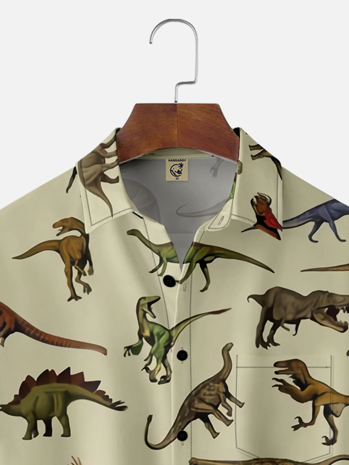 Moisture-wicking Dinosaur Chest Pocket Hawaiian Shirt