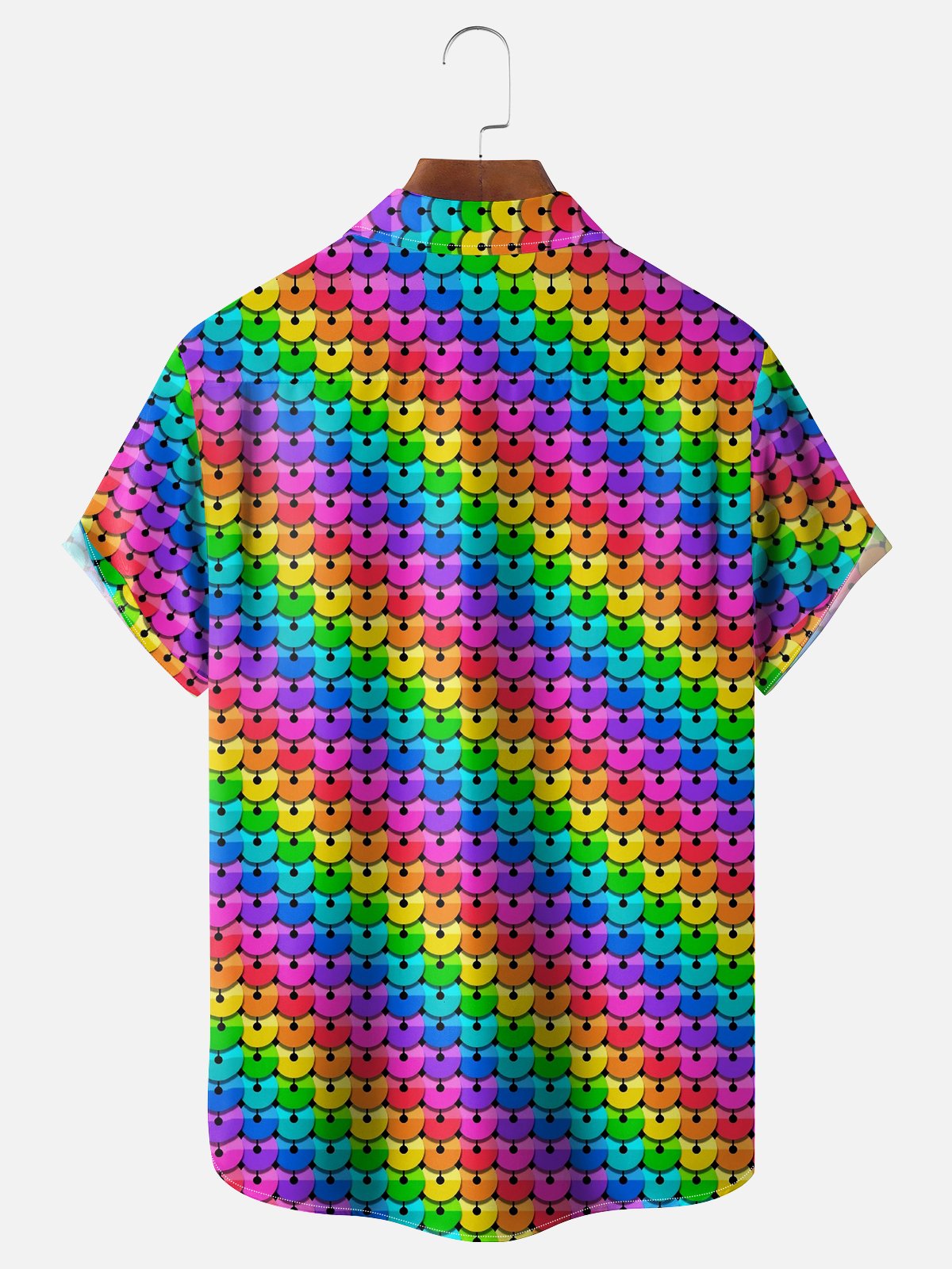 Moisture Wicking Gradient Stripe Polka Dot Chest Pocket Hawaiian Shirt