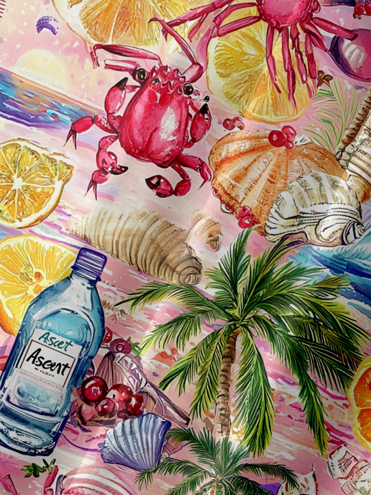 Moisture-wicking Palm Tree Lemon Chest Pocket Hawaiian Shirt