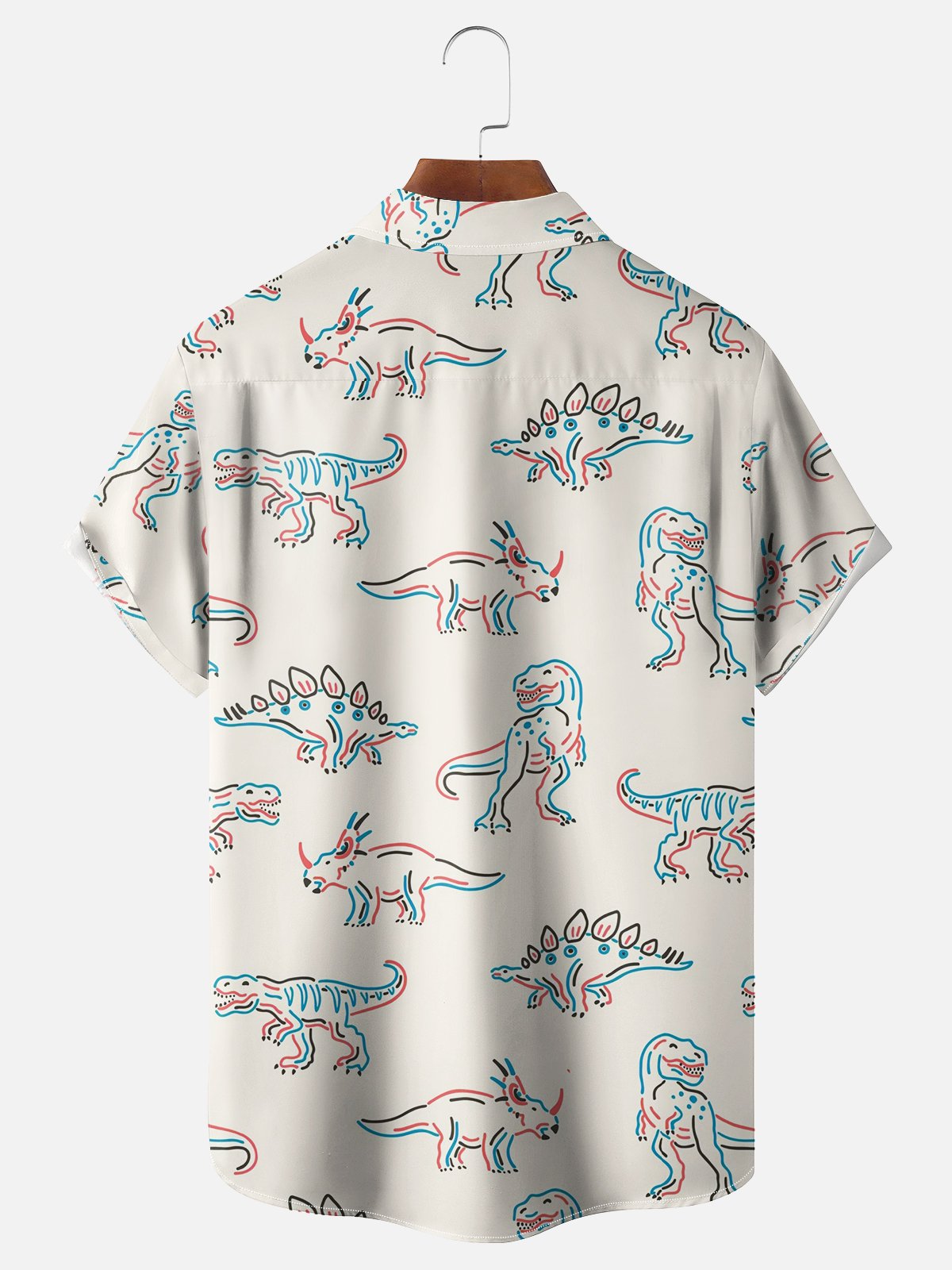 Moisture-wicking Dinosaurs Chest Pocket Hawaiian Shirt