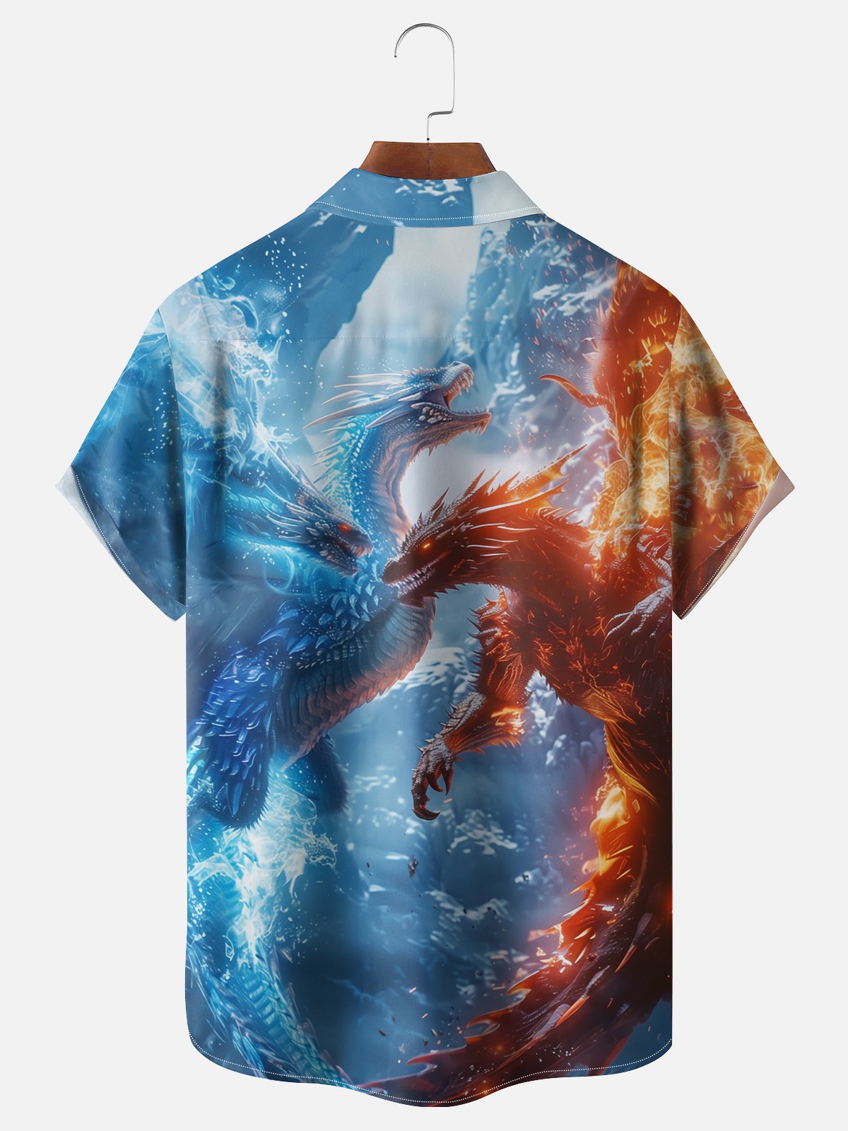 Moisture-Wicking Dinosaur Chest Pocket Hawaiian Shirt