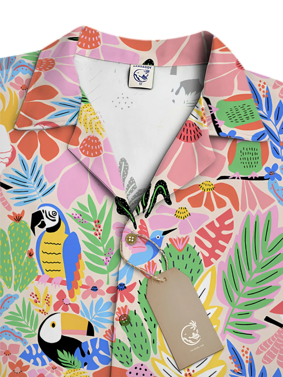 Moisture Wicking Tropical Floral Parrot Hawaiian Shirt