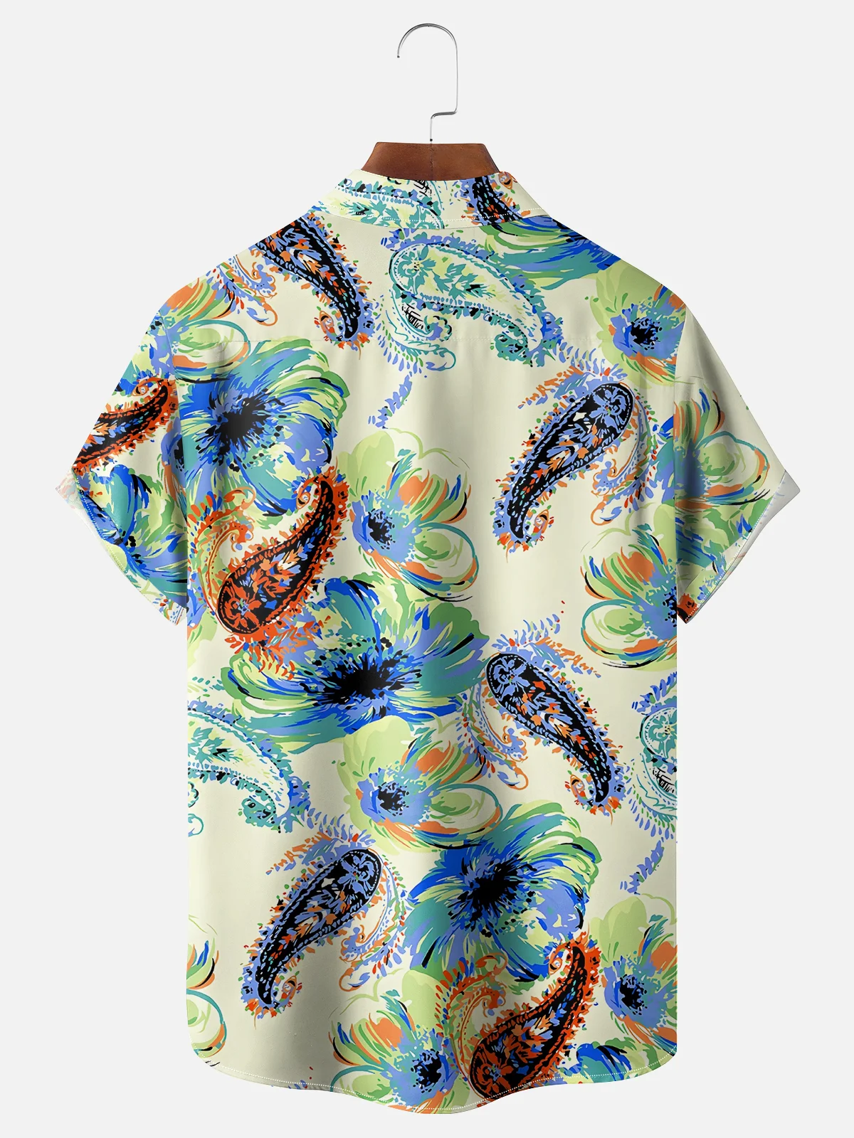 Moisture-wicking Abstract Cashew Flower Art Chest Pocket Casual Shirt