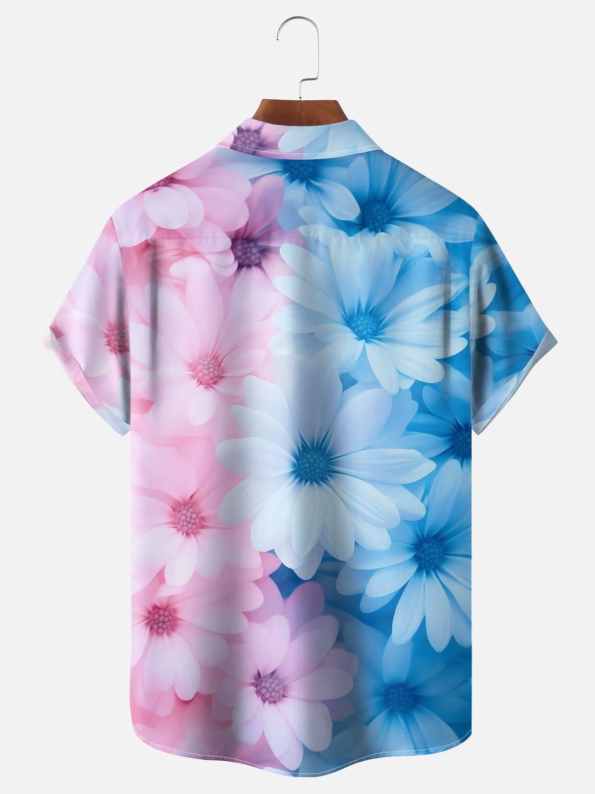 Moisture Wicking Gradient Floral Chest Pocket Hawaiian Shirt