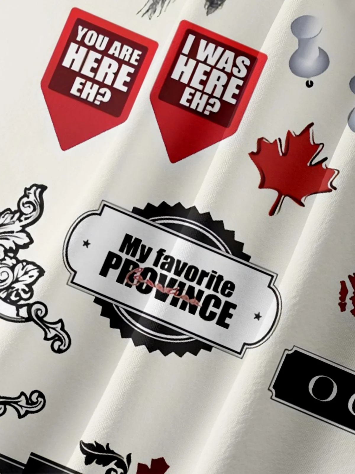 Moisture Wicking Canada Day Elk Maple Leaf Map Chest Pocket Hawaiian Shirt