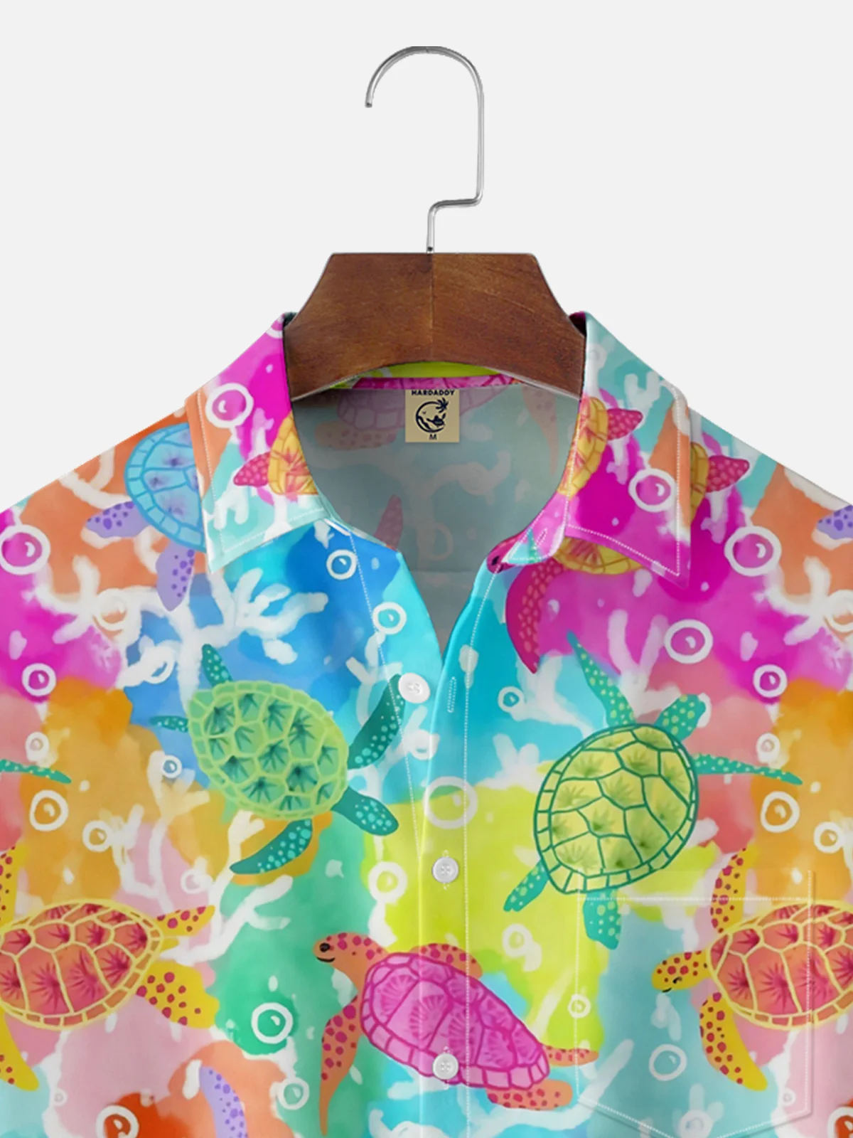 Moisture Wicking Contrast Turtle Chest Pocket Hawaiian Shirt