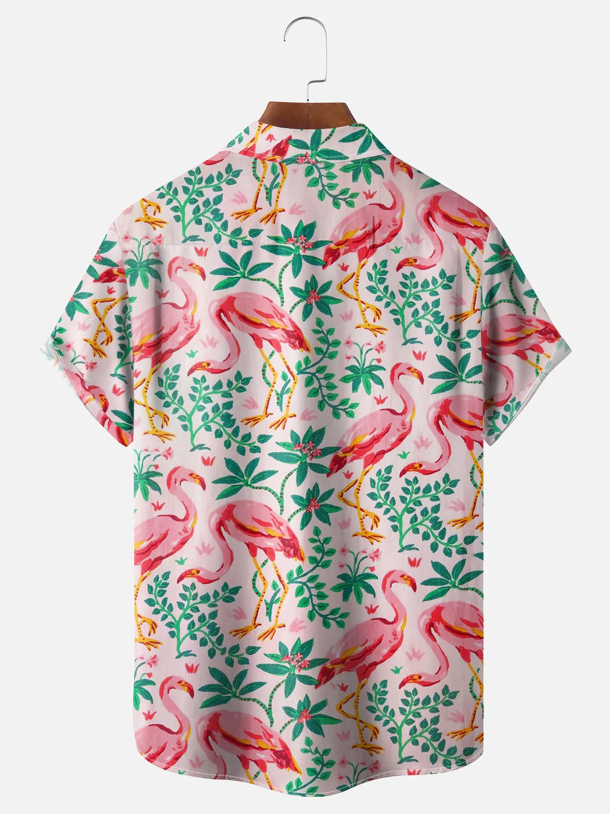Moisture Wicking Tropical Flamingo Chest Pocket Hawaiian Shirt