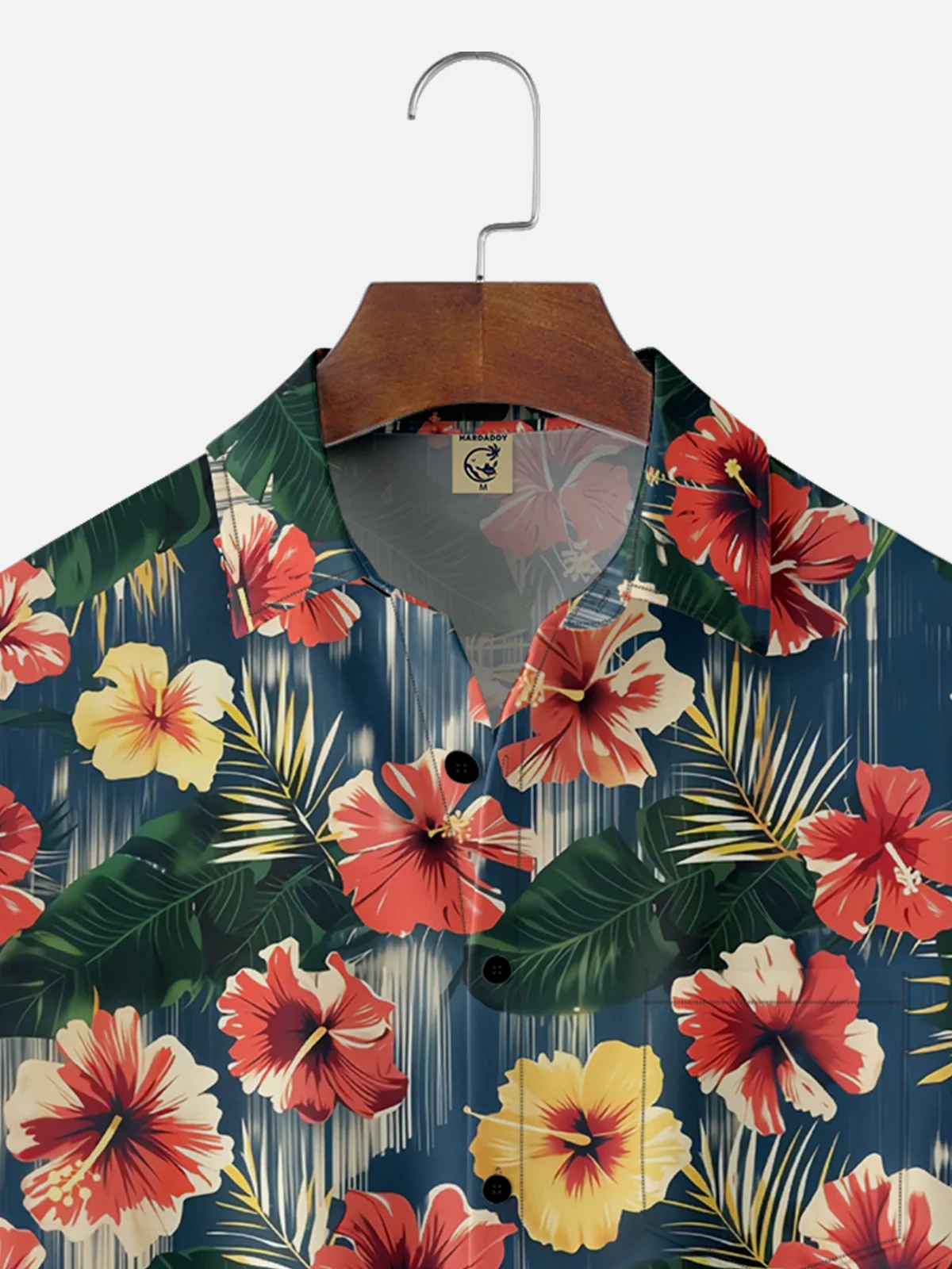 Moisture Wicking Tropical Floral Chest Pocket Hawaiian Shirt