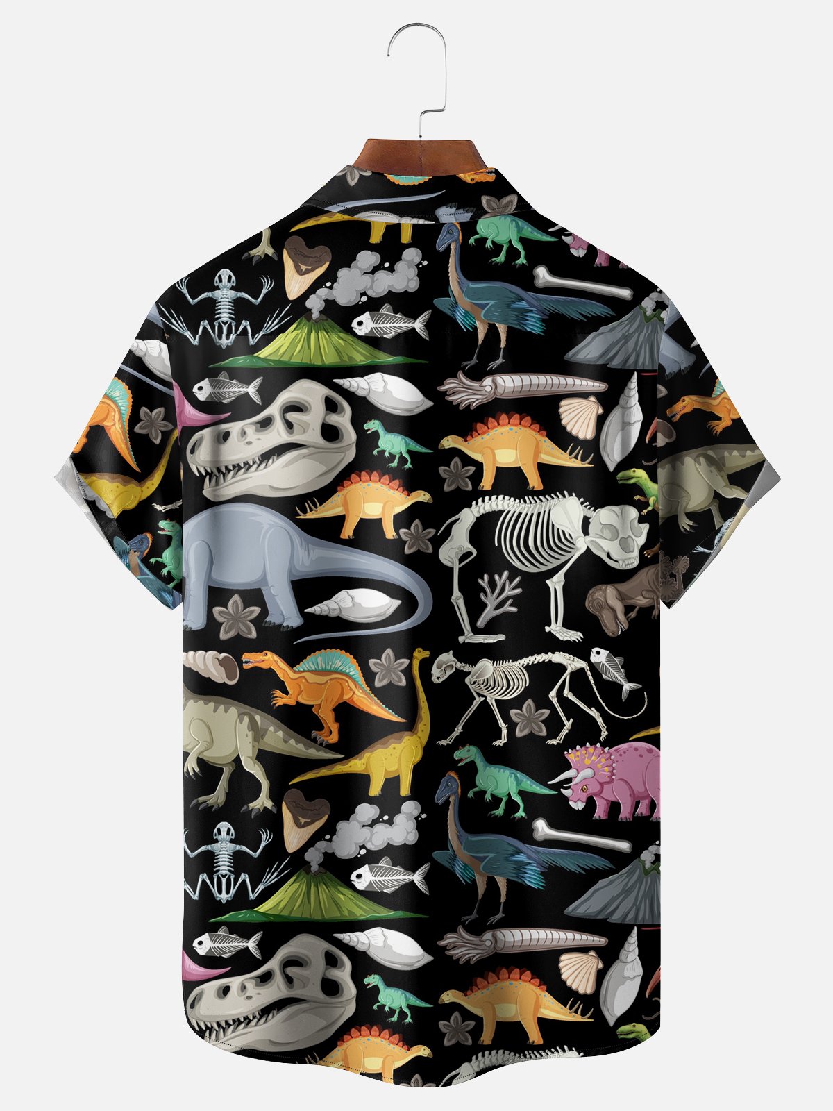 Moisture-wicking Dinosaur Chest Pocket Hawaiian Shirt