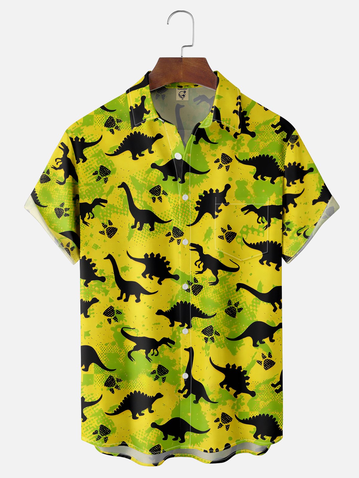 Moisture-wicking Dinosaur Chest Pocket Hawaiian Shirt