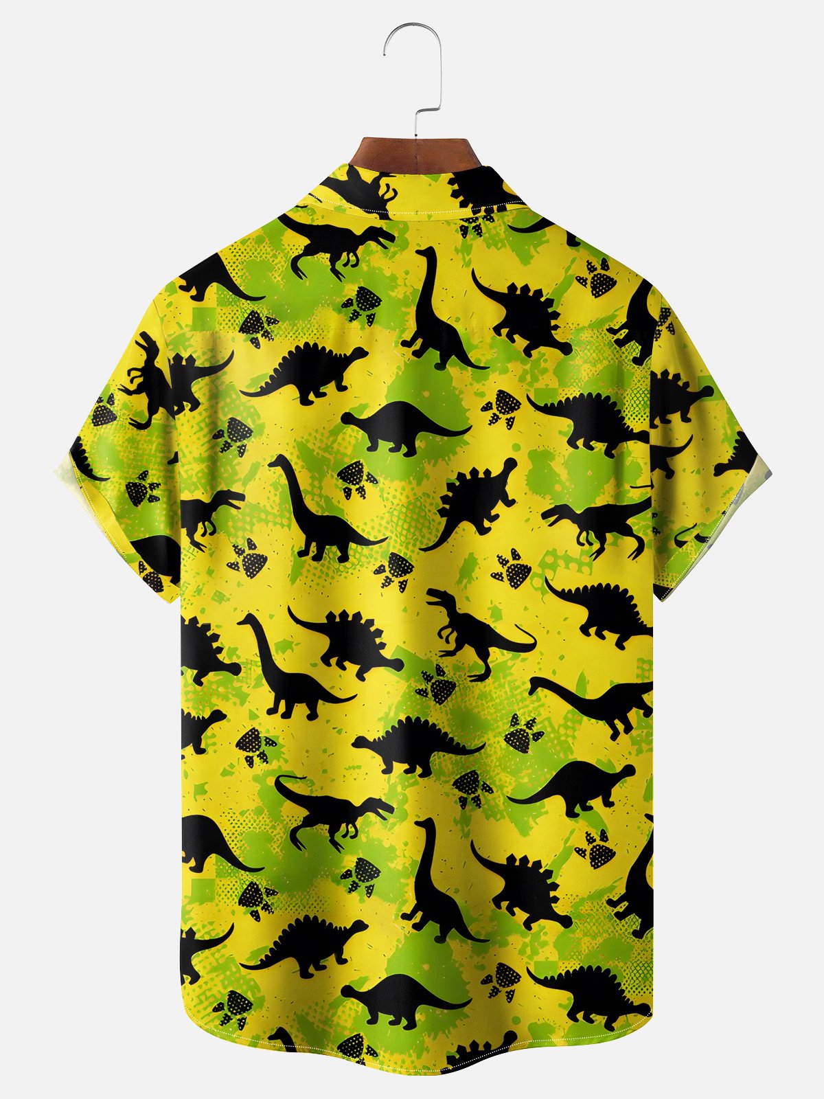 Moisture-wicking Dinosaur Chest Pocket Hawaiian Shirt