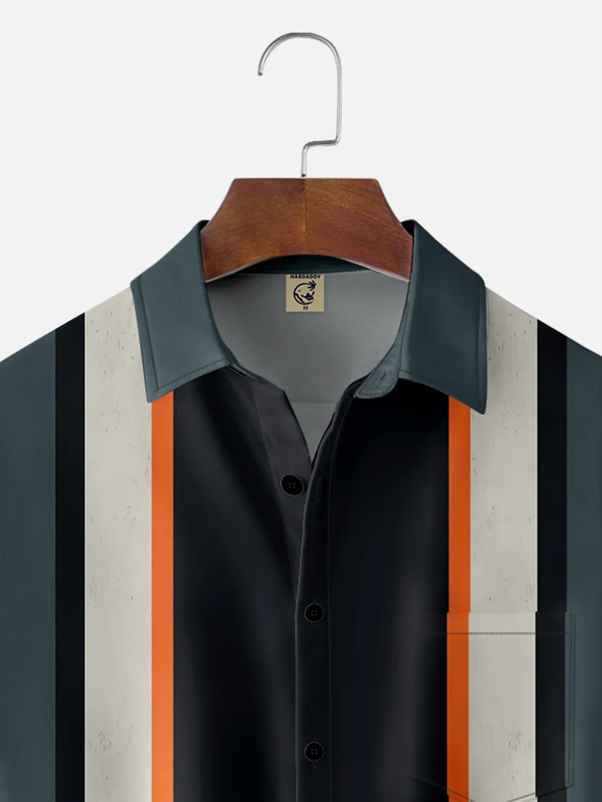 Moisture Wicking Contrast Stripe Chest Pocket Bowling Shirt