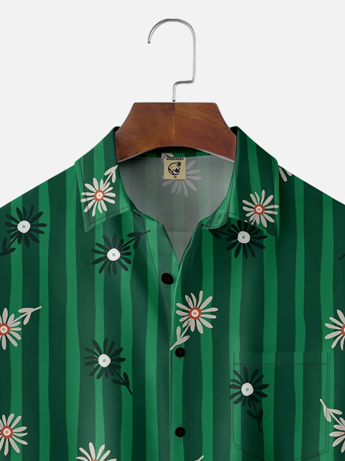 Moisture Wicking Geometric Floral Chest Pocket Hawaiian Shirt