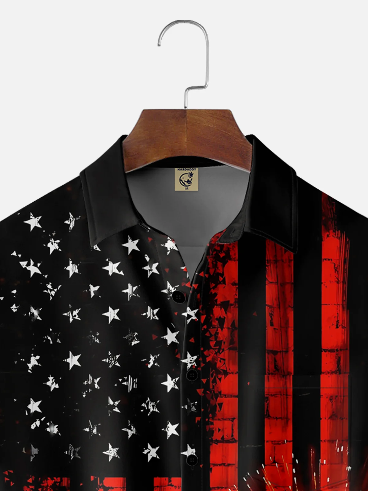 Moisture-wicking 4th of July American Flag Chest Pocket Casual Shirt
