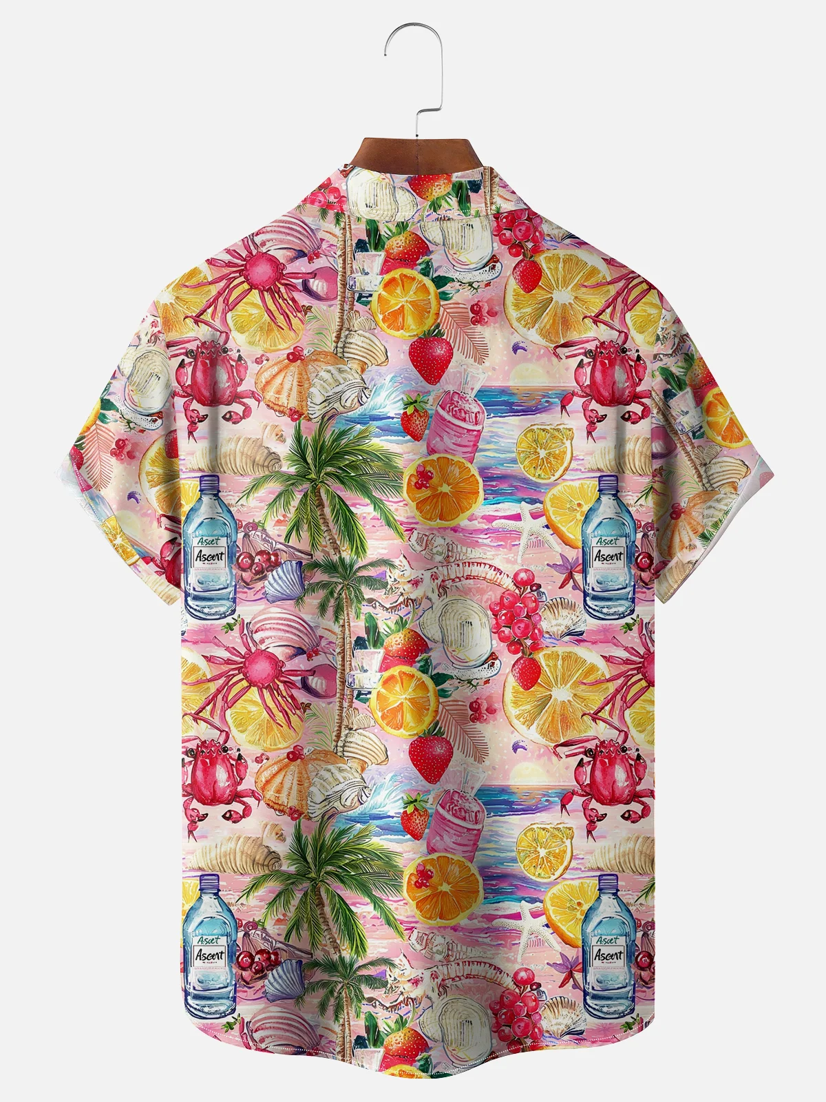 Moisture-wicking Palm Tree Lemon Chest Pocket Hawaiian Shirt