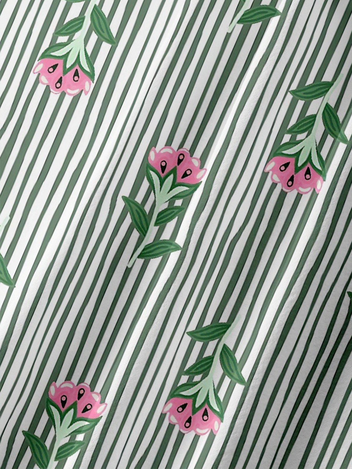Moisture-wicking Floral Stripes Young Chest Pocket Hawaiian Shirt