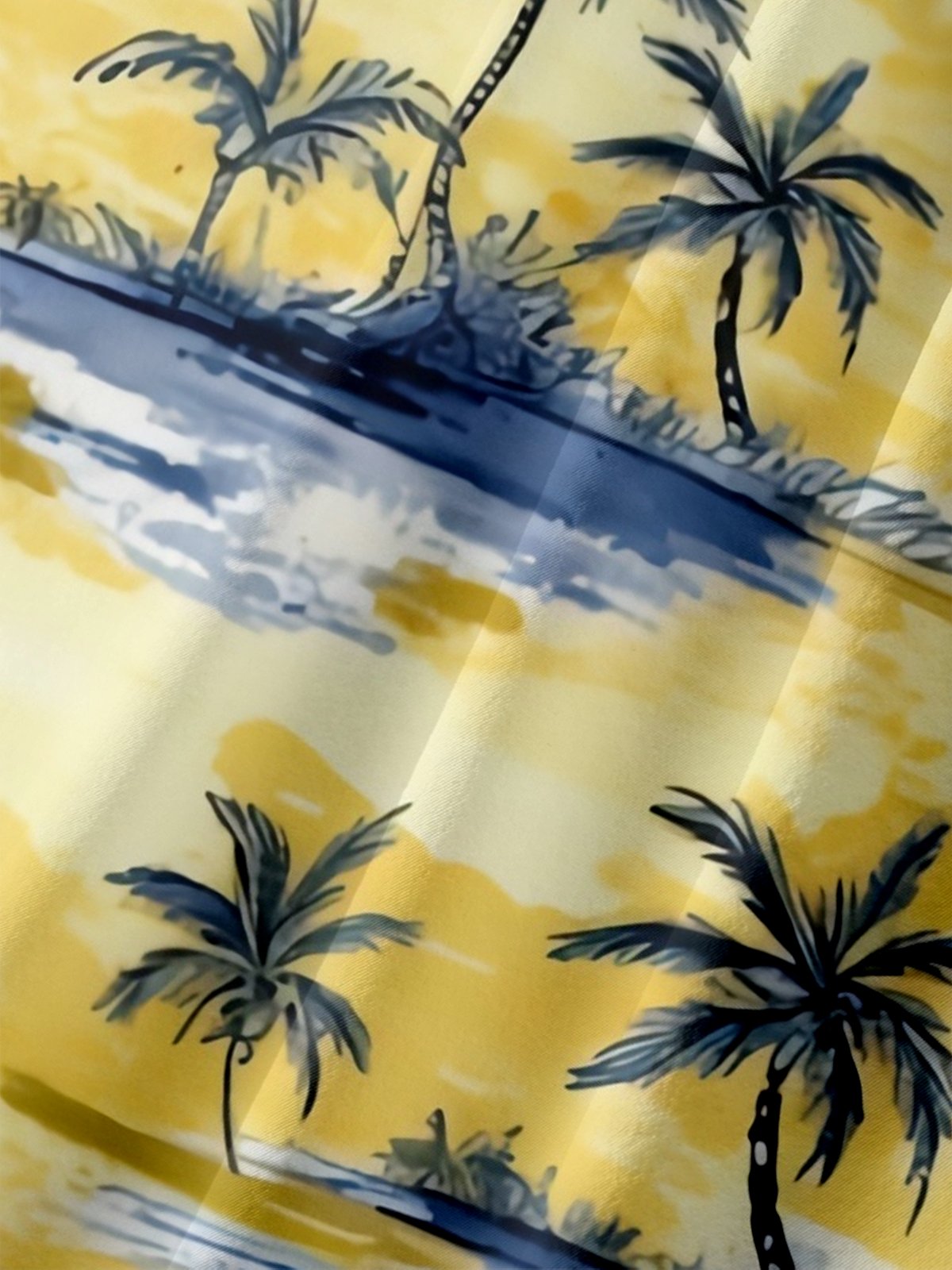Moisture-wicking Coconut Tree Sailboat Chest Pocket Hawaiian Shirt