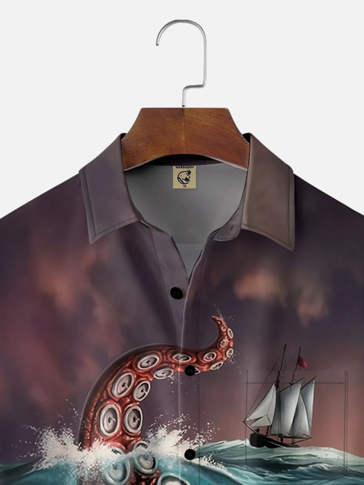 Moisture-wicking Giant Ocean Octopus Chest Pocket Hawaiian Shirt
