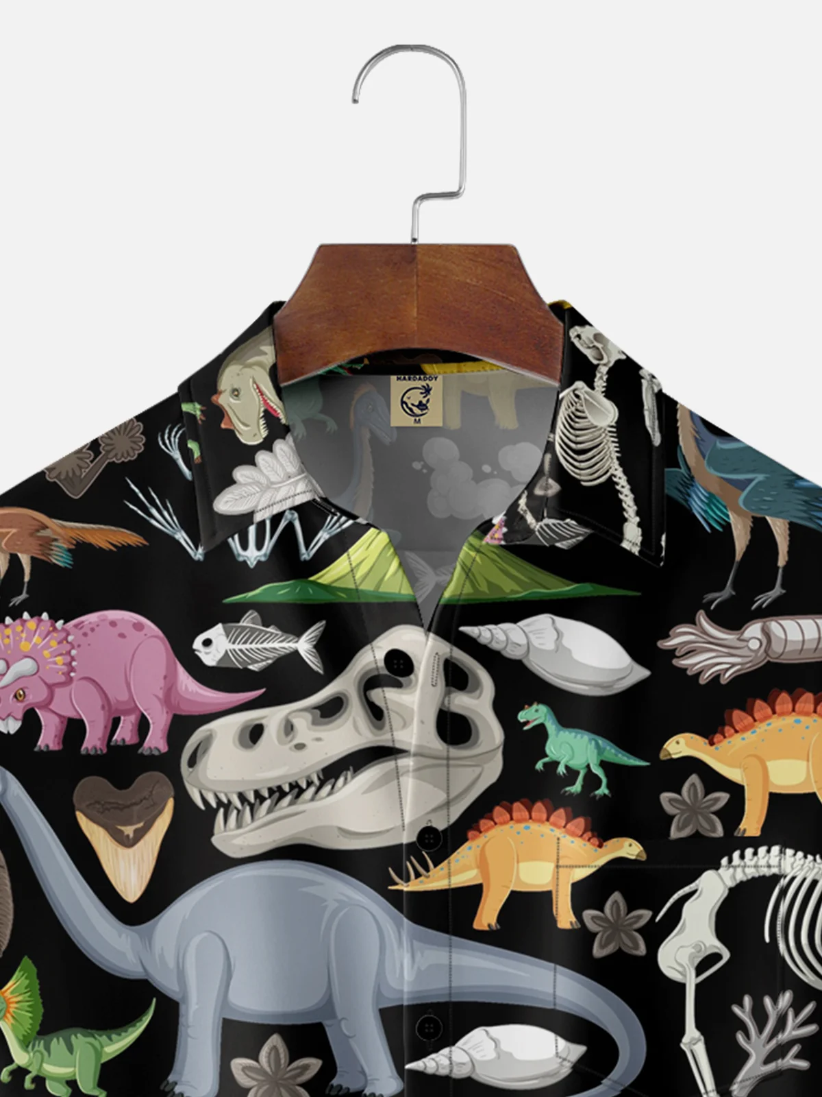 Moisture-wicking Dinosaur Chest Pocket Hawaiian Shirt
