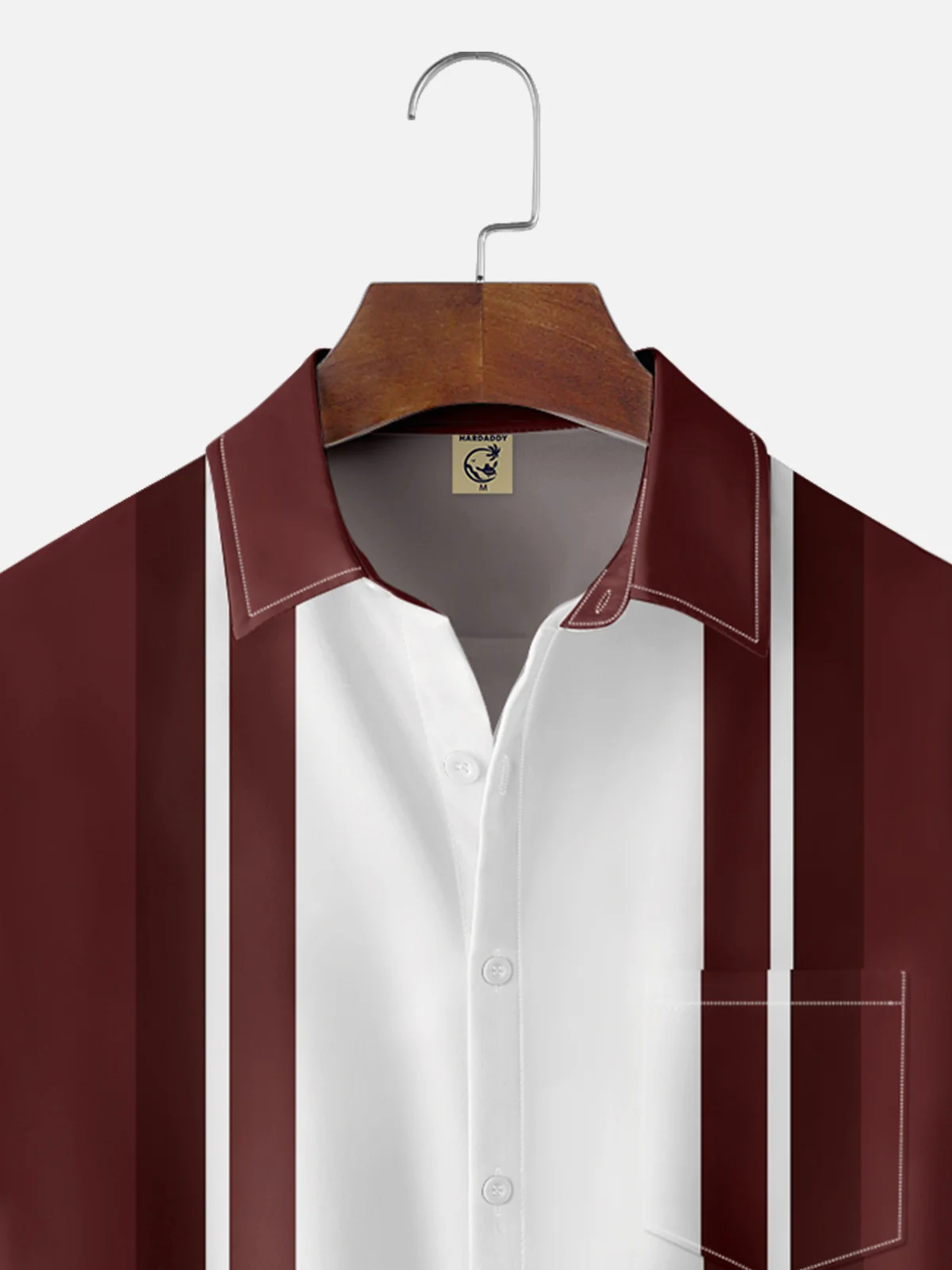 Moisture Wicking Contrast Stripe Chest Pocket Bowling Shirt