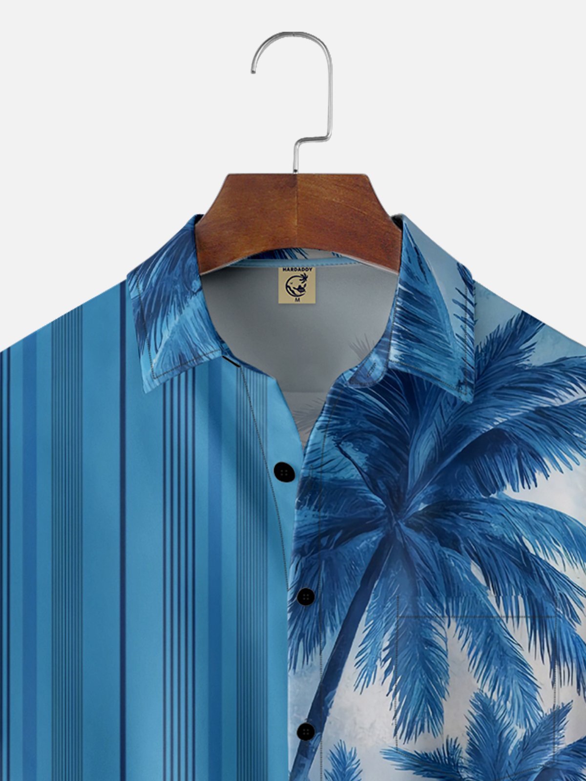 Moisture Wicking Ombre Abstract Stripes Coconut Tree Chest Pocket Hawaiian Shirt