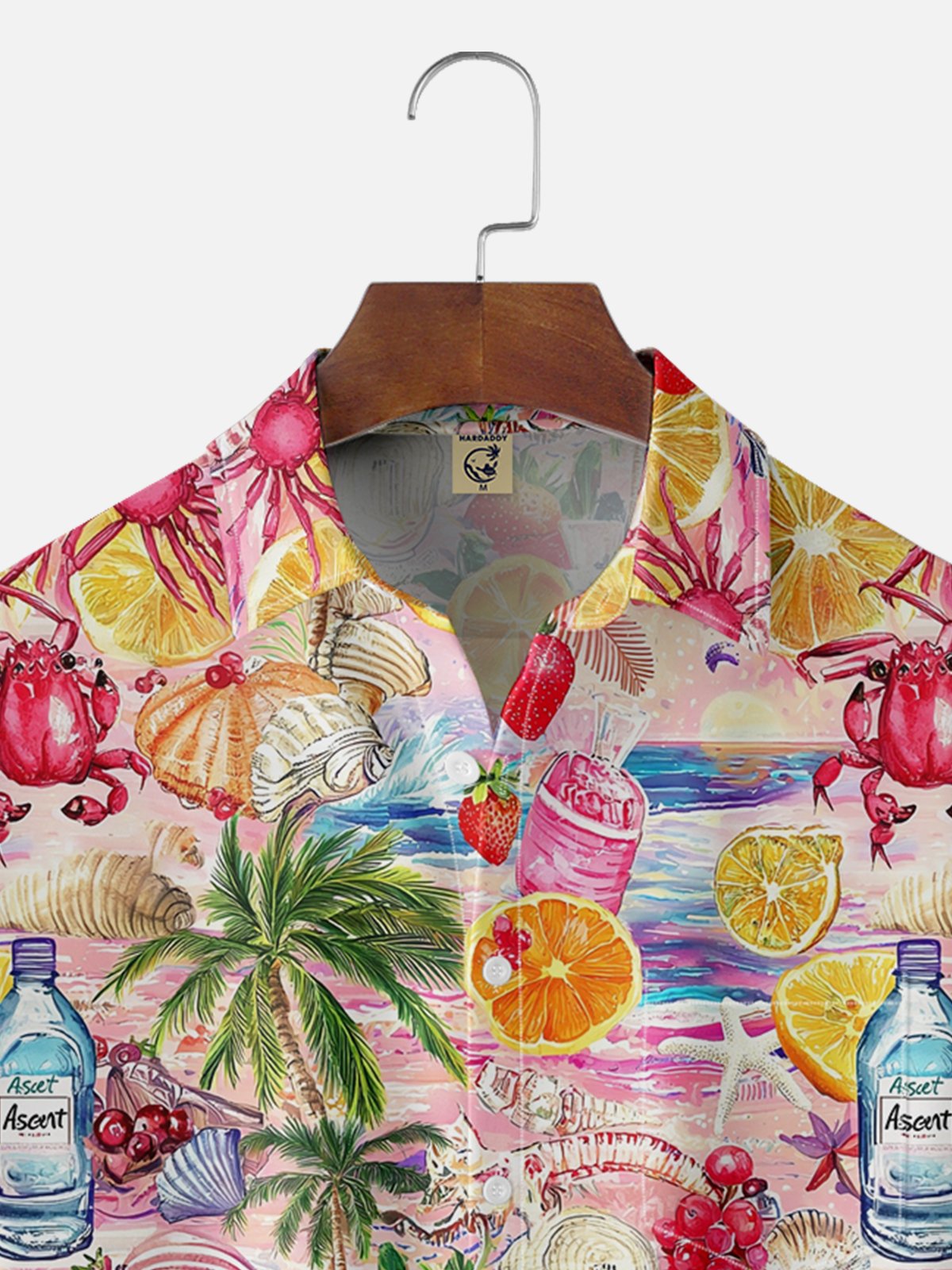 Moisture-wicking Palm Tree Lemon Chest Pocket Hawaiian Shirt