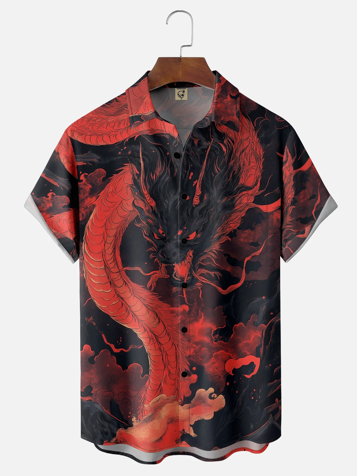 Moisture Wicking Dragon Chest Pocket Hawaiian Shirt