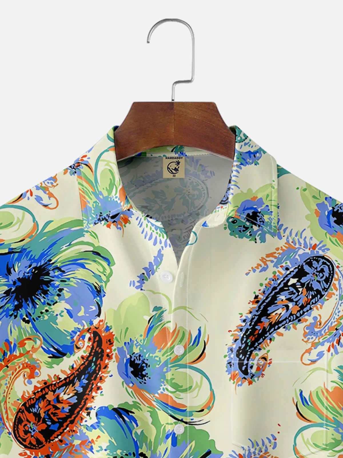 Moisture-wicking Abstract Cashew Flower Art Chest Pocket Casual Shirt