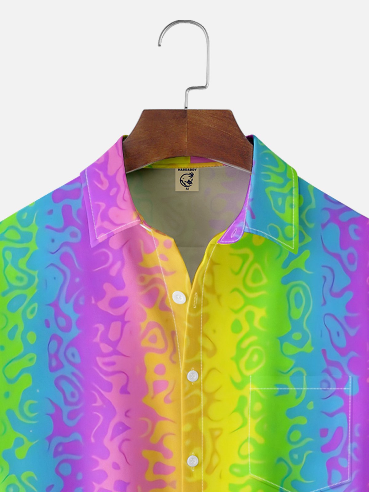 Moisture Wicking Gradient Stripe Chest Pocket Hawaiian Shirt