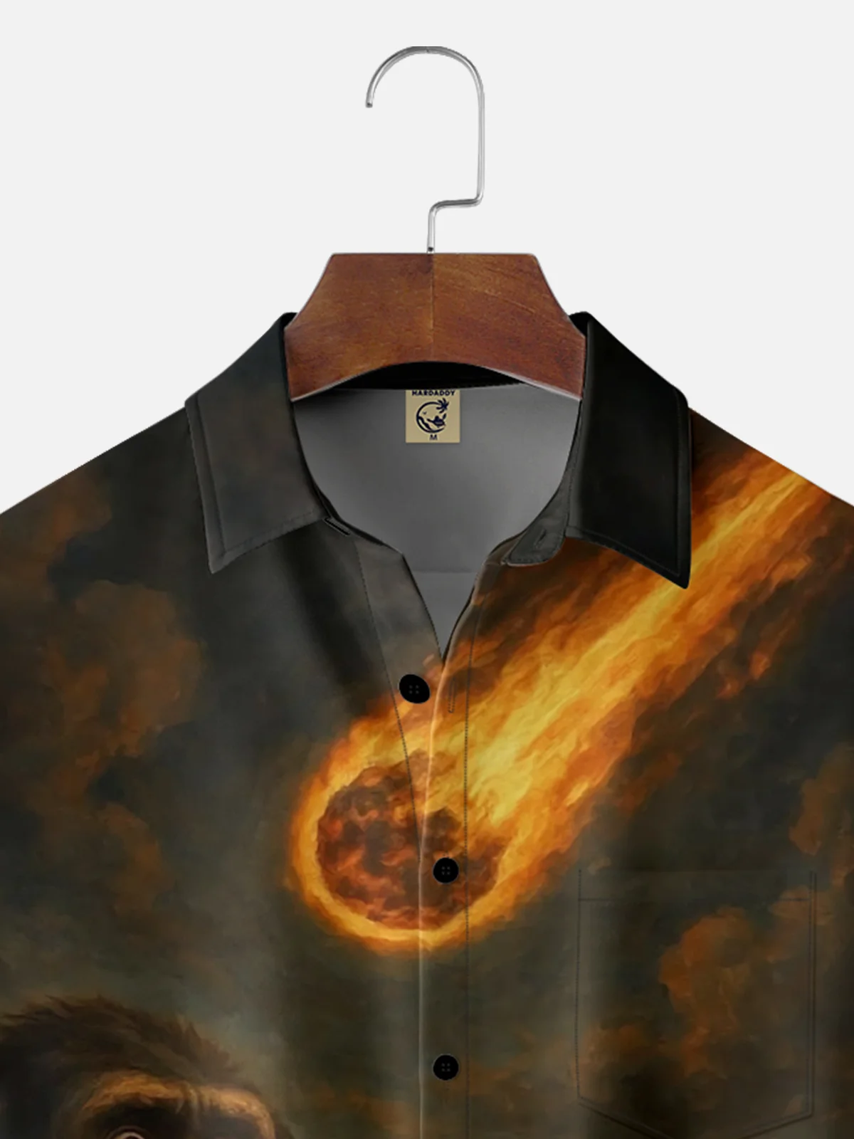 Moisture-wicking Fun Meteorite Orangutan Chest Pocket Hawaiian Shirt
