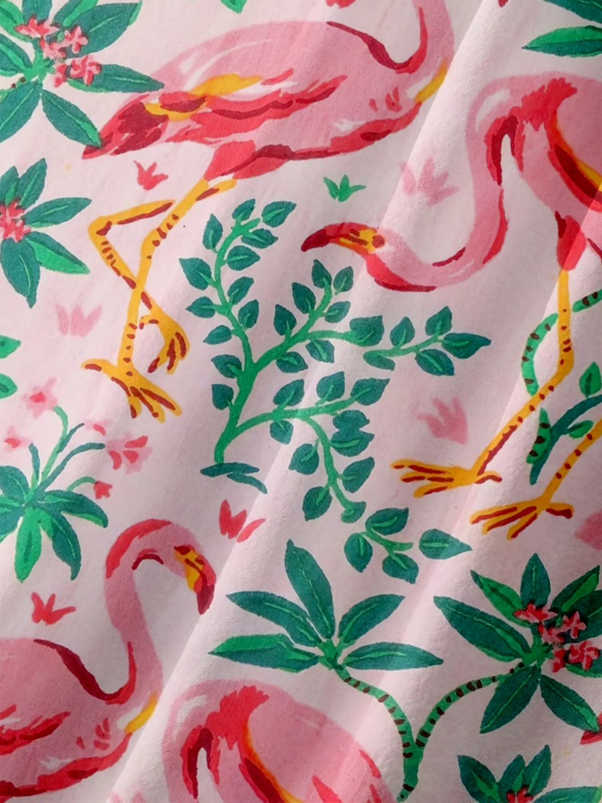 Moisture Wicking Tropical Flamingo Chest Pocket Hawaiian Shirt