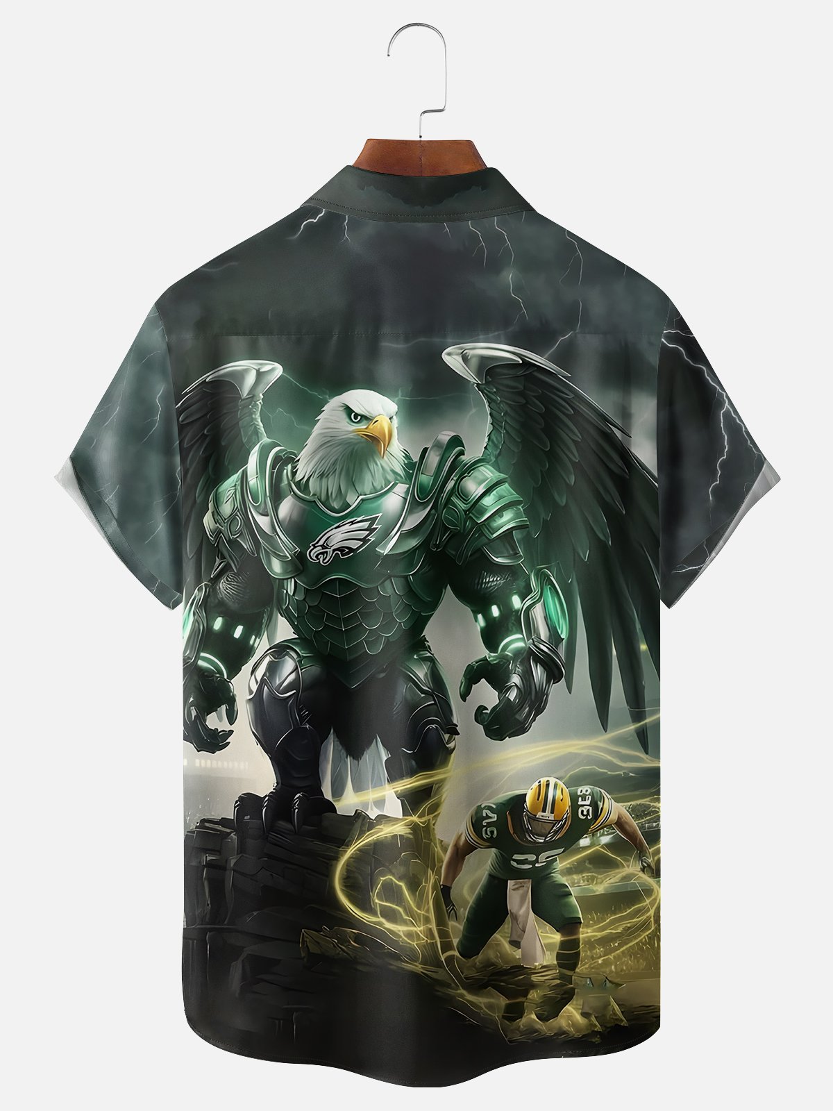Moisture-wicking American Football Philadelphia Art Eagles Chest Pocket Casual Shirt