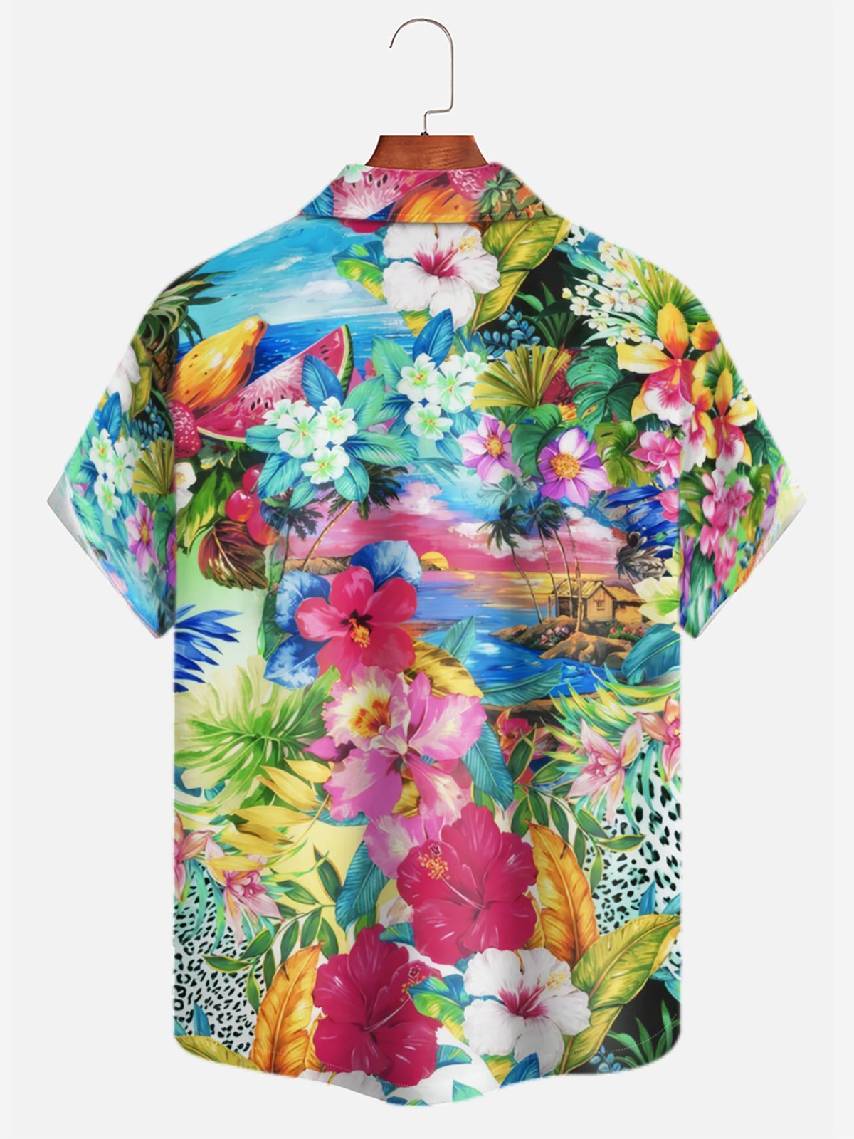 Moisture Wicking Tropical Floral Hawaiian Shirt