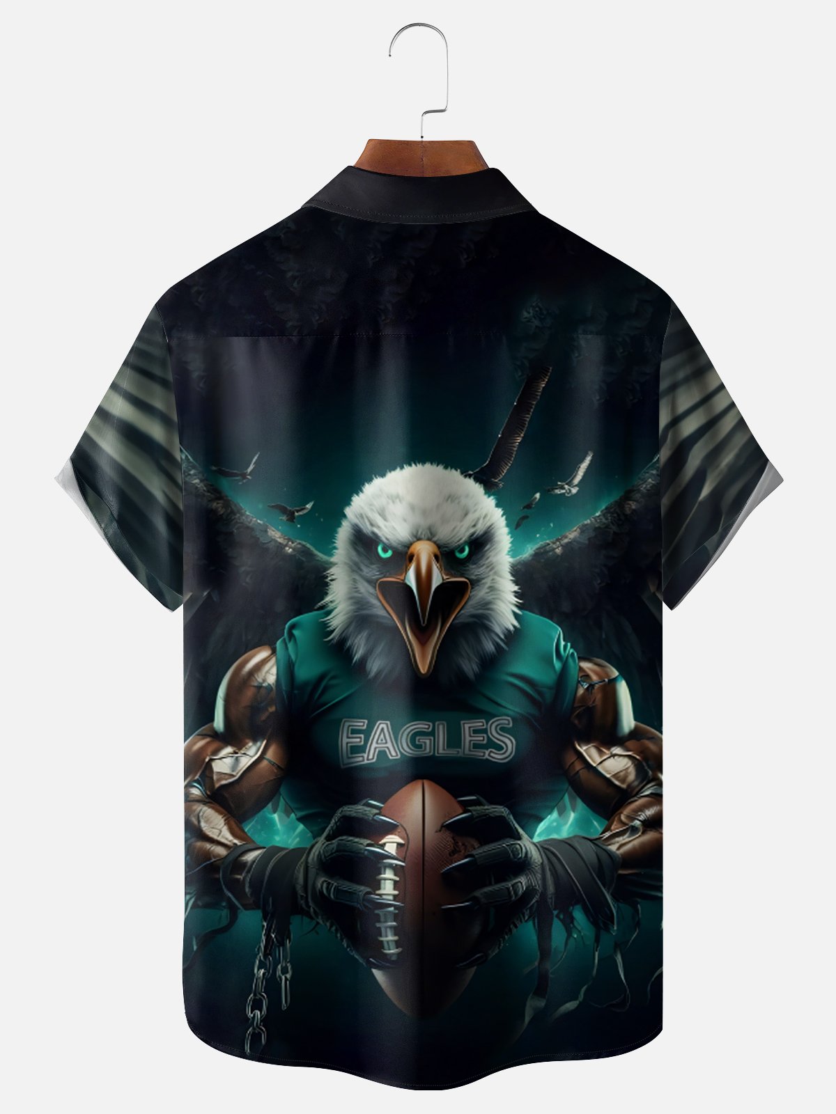Wade Moisture-wicking American Football Philadelphia Art Eagles Chest Pocket Casual Shirt