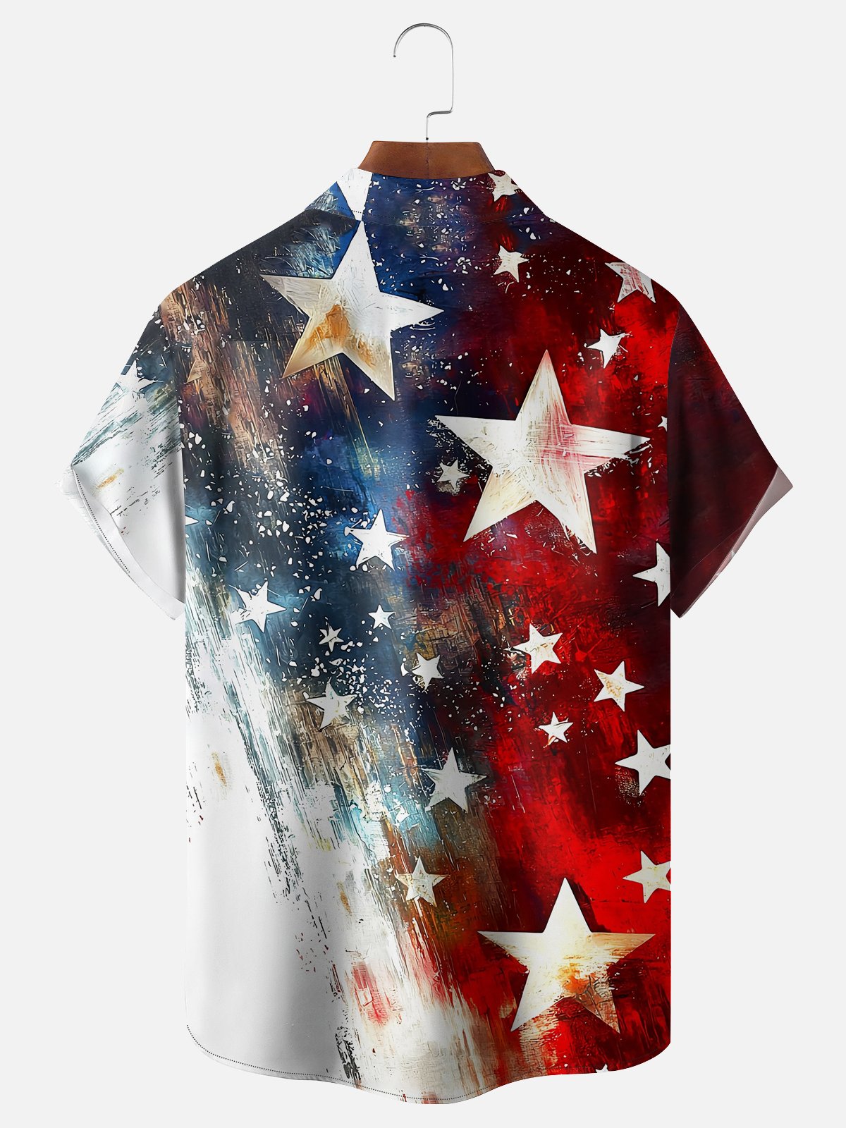 Moisture Wicking Independence Day Abstract American Flag Chicken Chest Pocket Hawaiian Shirt