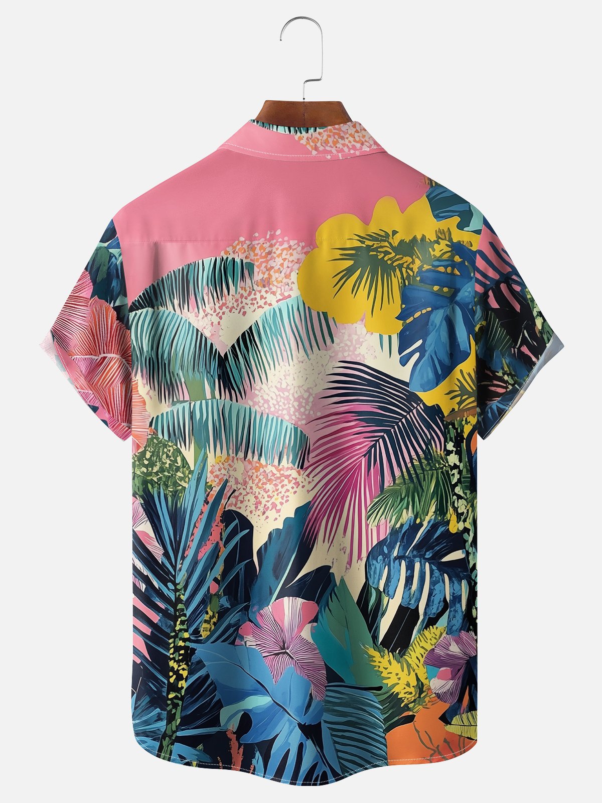 Moisture Wicking Tropical Floral Chest Pocket Hawaiian Shirt