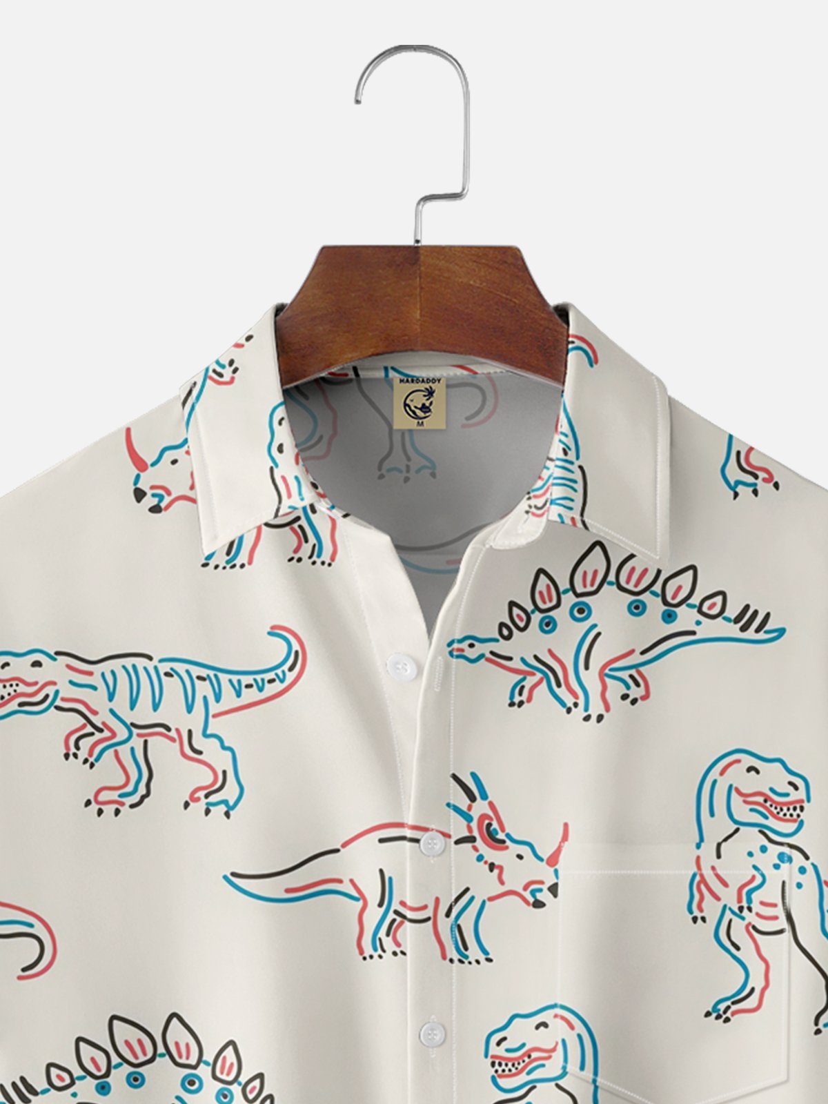 Moisture-wicking Dinosaurs Chest Pocket Hawaiian Shirt