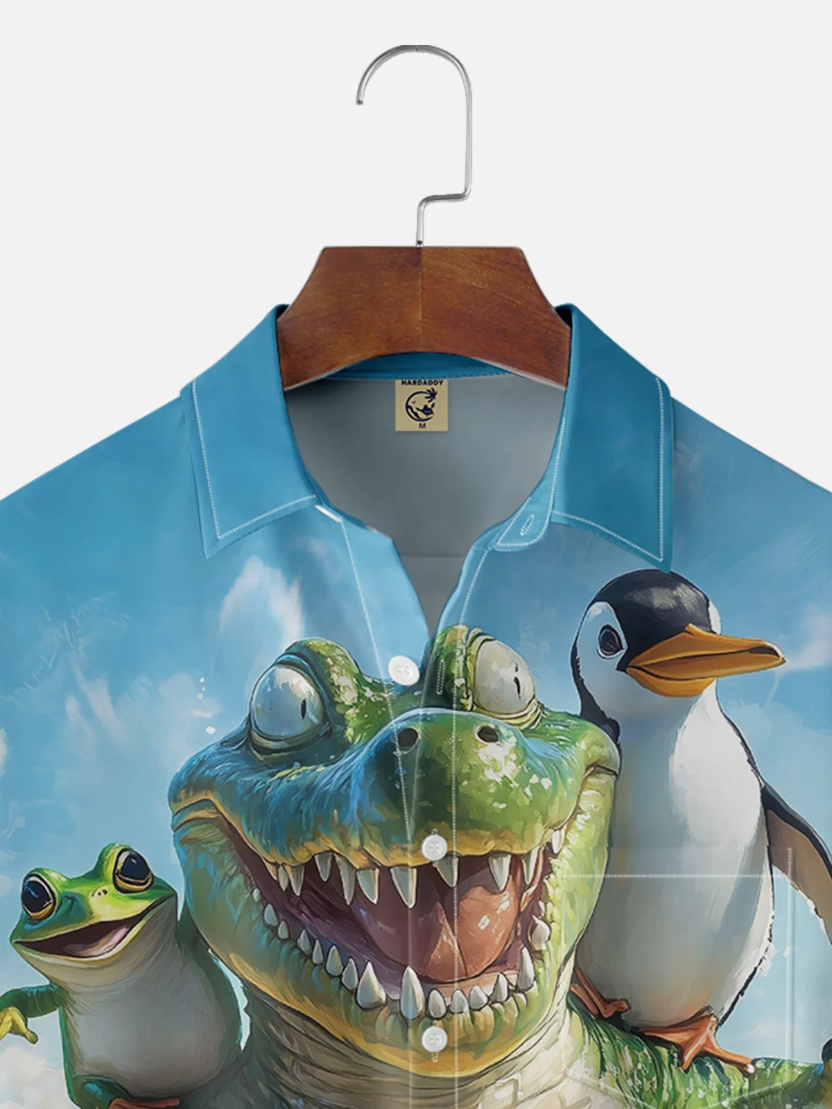 Moisture Wicking Gator Penguin Frog Surf Chest Pocket Hawaiian Shirt