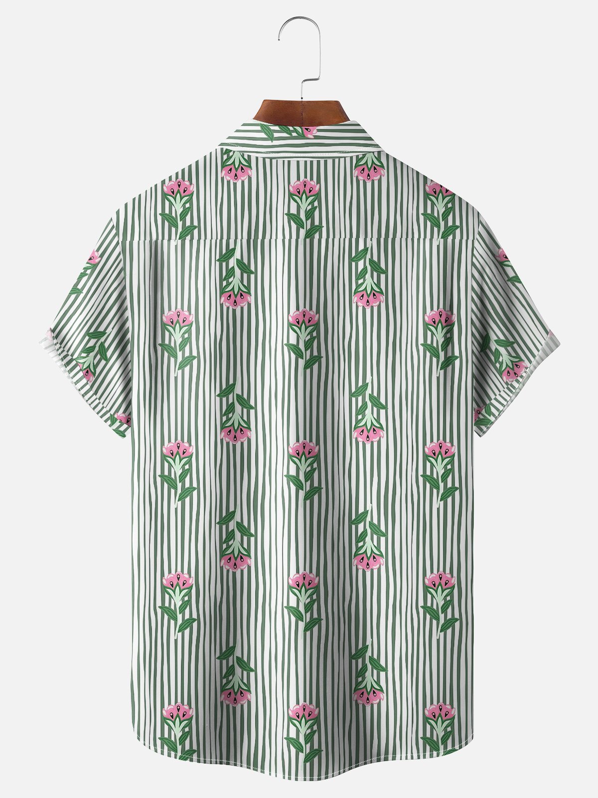 Moisture-wicking Floral Stripes Young Chest Pocket Hawaiian Shirt