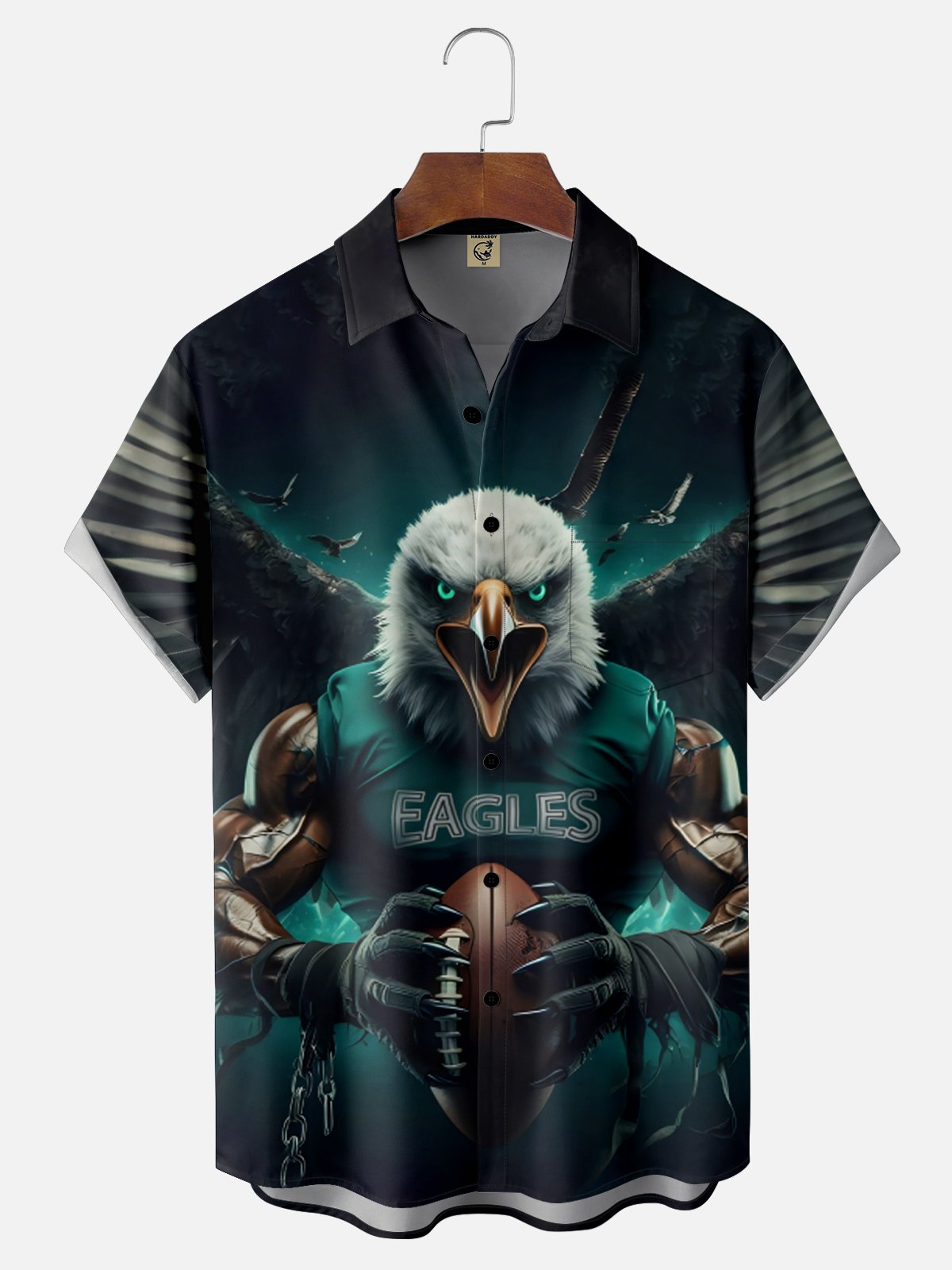 Wade Moisture-wicking American Football Philadelphia Art Eagles Chest Pocket Casual Shirt