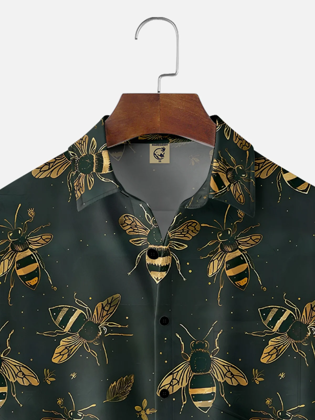 Moisture-wicking Fun Bee Print Art Chest Pocket Hawaiian Shirt
