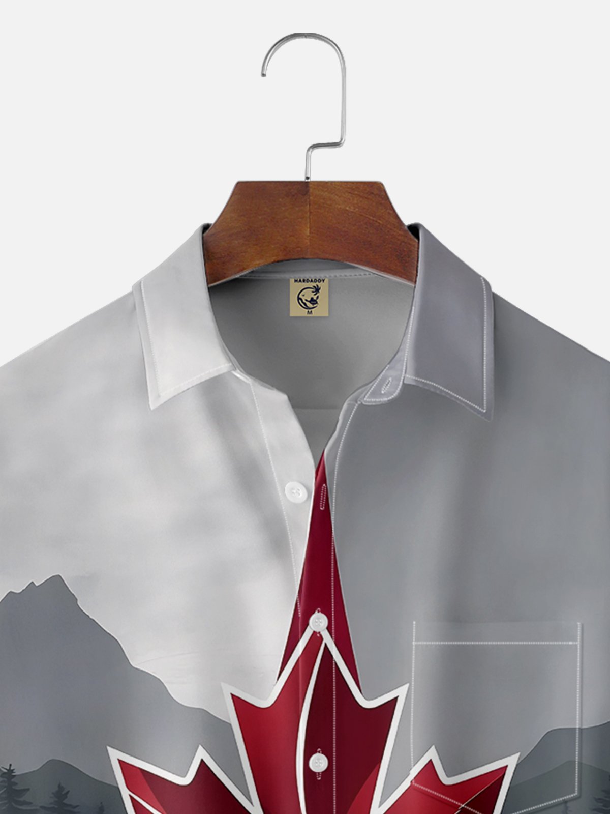 Moisture-wicking Canada Day Flag Maple Leaf Chest Pocket Casual Shirt