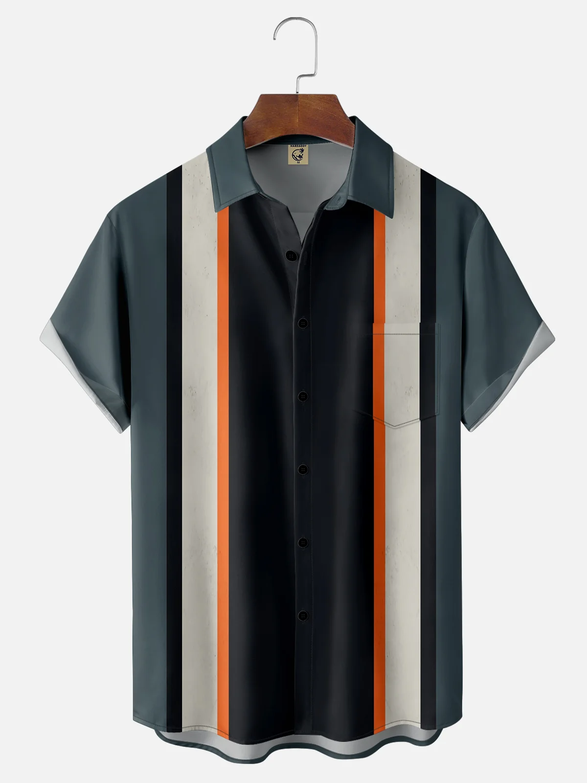 Moisture Wicking Contrast Stripe Chest Pocket Bowling Shirt